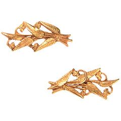 古美濃 金無垢 水草図目貫