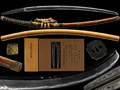 太刀 銘 信国 応永十七年八月日 時代錦包太刀拵付 式部丞信国在銘年紀入名品 二尺二寸一分