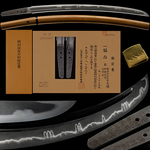 二代 粟田口近江守忠綱 彫物同作 浅井家注文打 重要候補 身幅3.5cm平造最高傑作 一尺九寸五分