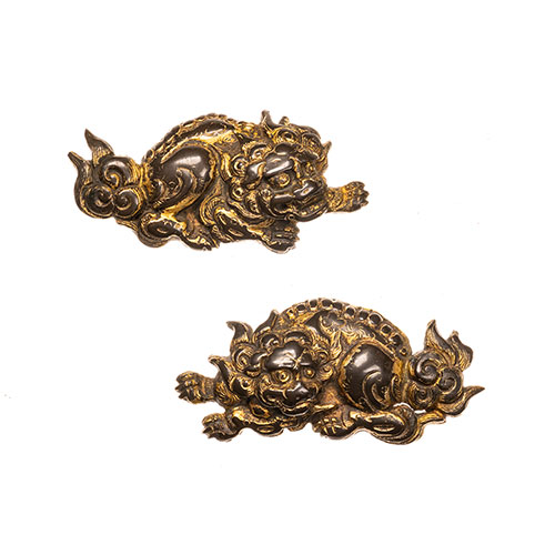 蝦夷 獅子図目貫