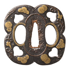 平安城象嵌 四方猪目透唐草紋図鍔