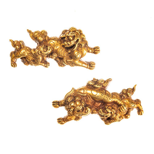 古後藤 金無垢 親子獅子金無垢目貫