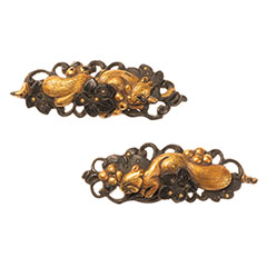 古金工 葡萄栗鼠図目貫 