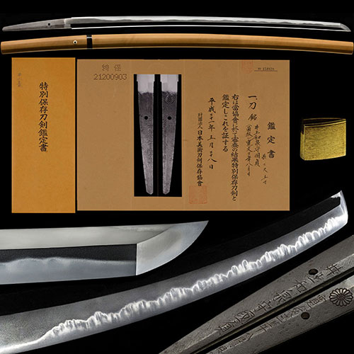 刀  真改 井上和泉守国貞 菊紋 寛文三年八月日 重要候補 精良な地鉄に丁子華やかに乱れ地刃冴える健全最高傑作 二尺五寸