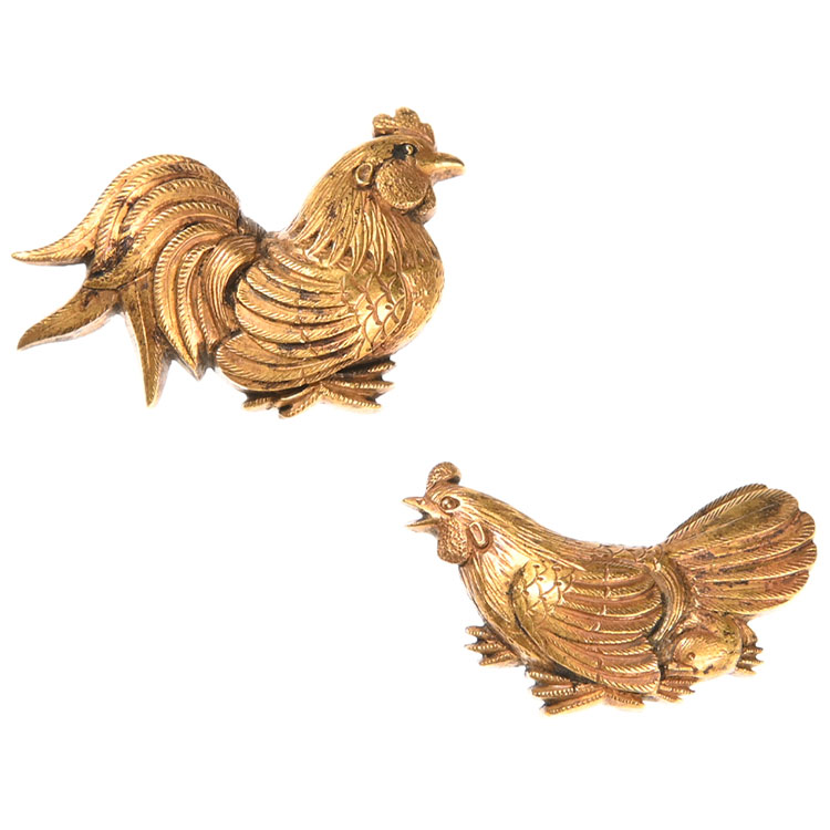 京金具師 金無垢 鶏図目貫