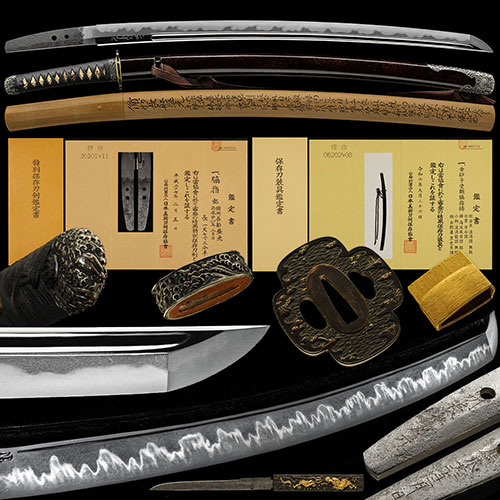 脇差 備州長船盛光 応永廿二二年二月日 保存刀装具 拵付 重要候補 焼き深く華やかに乱れる修理亮最高傑作 一尺七寸四分