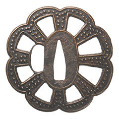 応仁 車透霰文図鍔