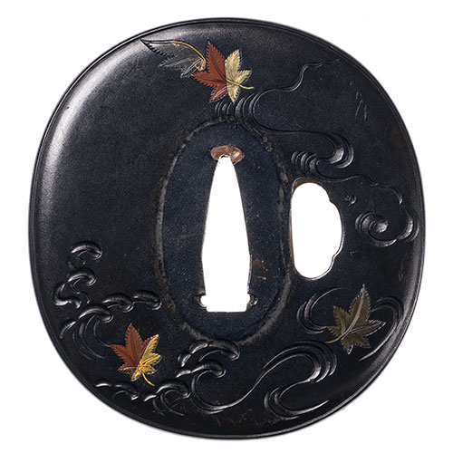 銘 埋忠重義 竜田川図鍔