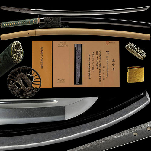 初代忠吉 肥前国住武蔵大掾藤原忠広 金筋頻りに掛り地刃明るく冴える名品　高知大名登録 二尺二寸三分五厘